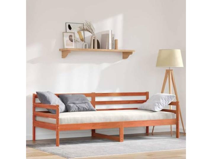 WDGJJFECNMUEHI Massives Kiefernholz sofaähnlich Tagesbettgestell Braun Tagesbett mit Kopfteil Massives Kiefernholz Wachsbraun Liege Sofa Bettgestell 205x87.5x69.5cm