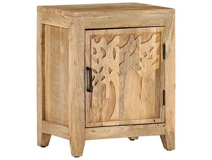 GHVBNMF Nachttisch 40x30x50 cm Massivholz Mango Beistellschrank Rustikaler Beistelltisch aus Mangoholz mit Fach fürs Schlafzimmer. Komplett montiert geliefert.