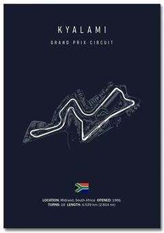 Inspired Finds F1 Racing Circuit Canvas Wall Art For Motorsport & Formula Racing Fans 11.81x15.75in Unframe kyalami