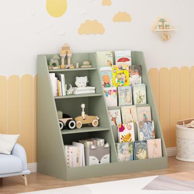 Kodotan sofa Kids Bookshelf and Toy Storage Organizer, Multifunctional 4 Tier Wooden Kids Book Shelf with Bookcase Display Stand