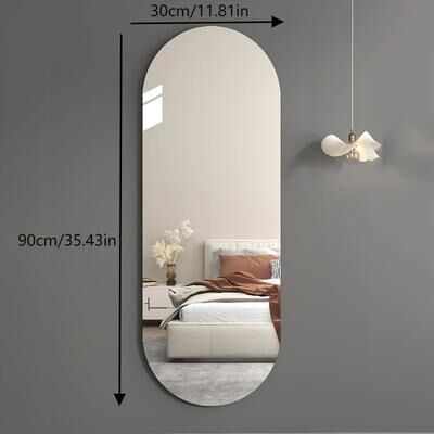 Inspire Essentials Self Adhesive Arched Wall Mirror Full Length Acrylic Mirror For Bedroom And Home Decor 30cmx90cm 1pcs
