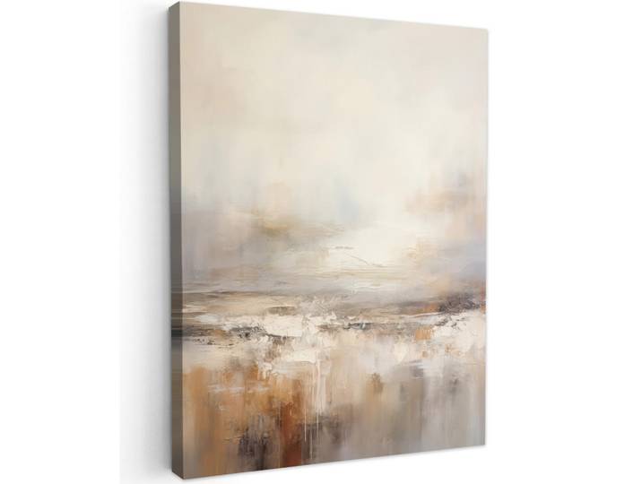 MuchoWow Leinwandbild - Kunst - Industriell - Grau - Braun - Abstrakt - 60x80 - Gemälde, Sandfarben, Textil, Kiefer, Rechteckig, 60x80 cm, gerahmt, Bilder & Rahmen, Bilder, Wandbilder