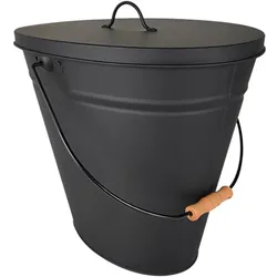 FireFix, Zubehör Kerzen + Kamin, Mehrzweckeimer schwarz mit Deckel 18,5 l oval mit Holzgriff