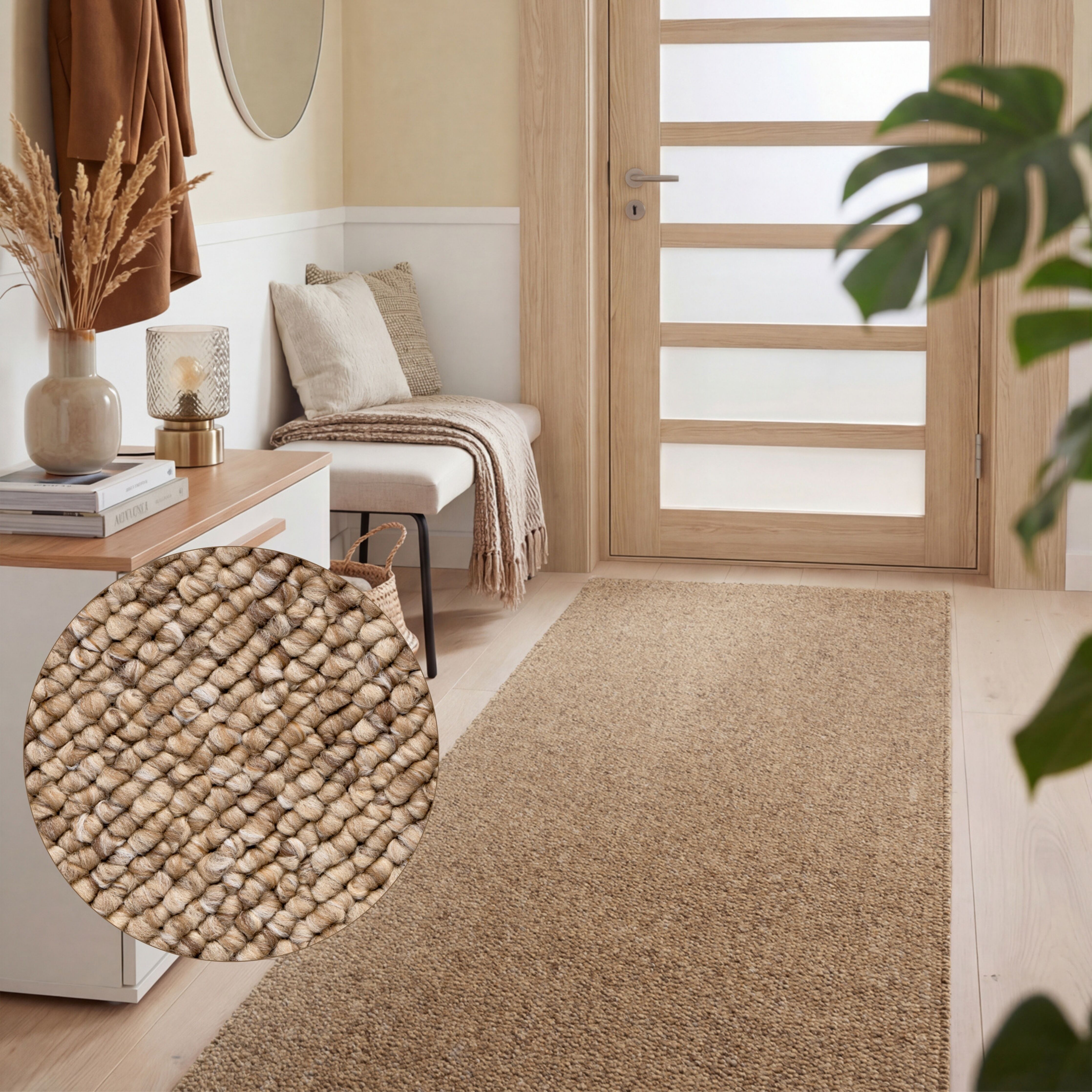 Teppich ELLE DECORATION "Rocco", braun (karamell), B:80cm H:10mm L:240cm, Polypropylen, Teppiche, Teppich, Läufer, waschbar, Wohnzimmer, Esszimmer, Woll-Optik karamell B : 80cm 1 Stk., 10mm, L: 240cm
