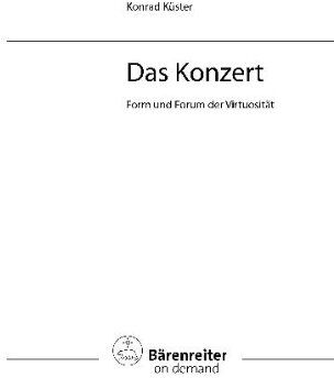 Konrad Küster - Das Konzert. Form und Forum der Virtuosität - Preis vom 13.10.2026 11:25:28 h