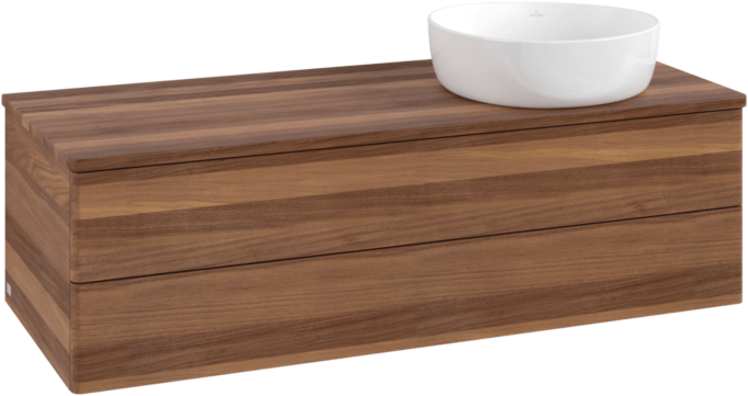 Villeroy und Boch Antao Waschtisch-Unterschrank L23012HM mit Beleuchtung, 120x36x50cm, Waschbeckenplattenfarbe warm walnut, warm walnut