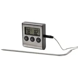 111381 Bratenthermometer mit Timer und Kabelsensor (Schwarz/Edelstahl)