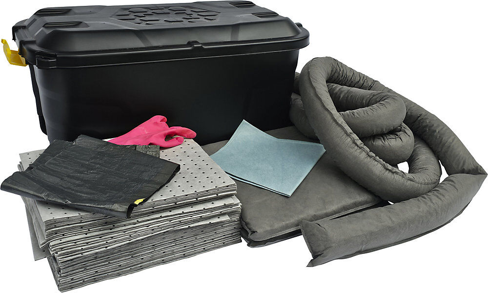 Leckage-Notfallset in Rollkoffer, Bindung 75 l, Ausführung universal, grau eurokraft basic
