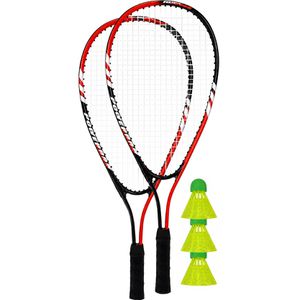 Best-Sporting Badmintonschläger Power Badminton, Set, 6-teilig, 2 Schläger, 3 Bälle & Tragetasche