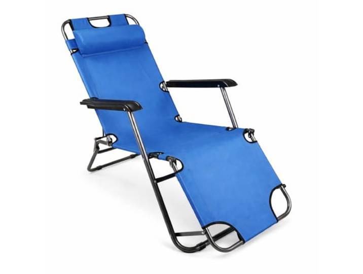VCM Sonnenliege Blau 60x153x27 cm Stahl Textilene klappbar Garten Terrasse