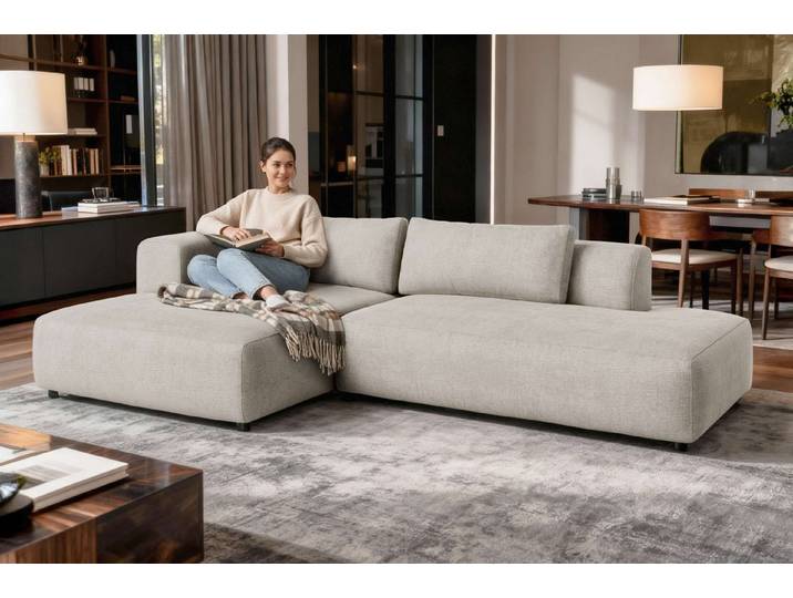 OTTO home Ecksofa TIARRA Design-Sofa mit Ottomane recht/links bestellbar, Breite 287 cm, L-Form mit hochelastischer Schaum und Wellenunterfederung