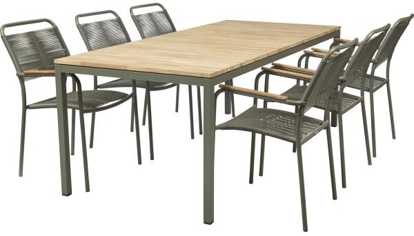 Mandalay Toscana Havebord L.197 Cm + 6 Verona, Olivengrøn