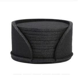 The Handy Homestead Round Felt Coasters: Heat Resistant & Absorbent   Non Slip Kitchen Bar Supplies Black