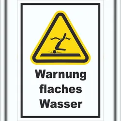 HB-Druck Schild Warnung flaches Wasser A5 (148x210mm)