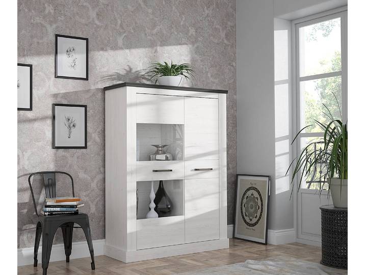 Buffet haut 111 cm 111 x 151 x 41cm Blanc/Gris