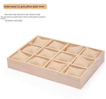 Uplift Picks Solid Wood 12 Slot Watch Organizer Display Frame With Pillow Cushions yellow