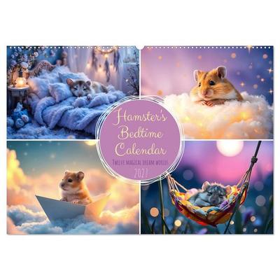 Hamster's Bedtime Calendar - Twelve magical dream worlds (Wall Calendar 2027 DIN A2 landscape), CALVENDO 12 Month Wall Calendar