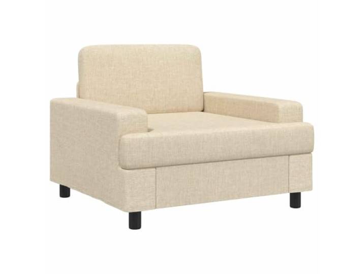 Stoffsessel Creme mit Holz- und Metallrahmen 100 % Polyesterbezug, Schaumstoffpolsterung, Kunststofffüße, Wohnzimmer, Schlafzimmer, Lesen