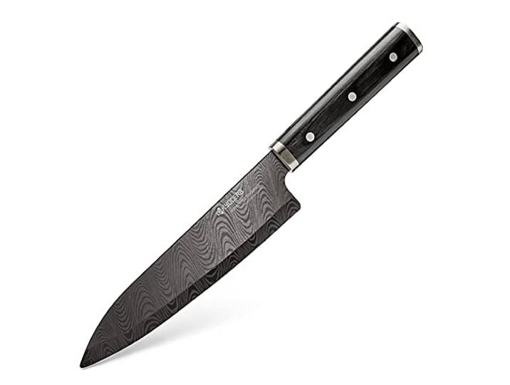 Kyocera KTN-180-HIP Kizuna Serie Kochmesser aus Keramik, 18 cm, Holzgriff, schwarz