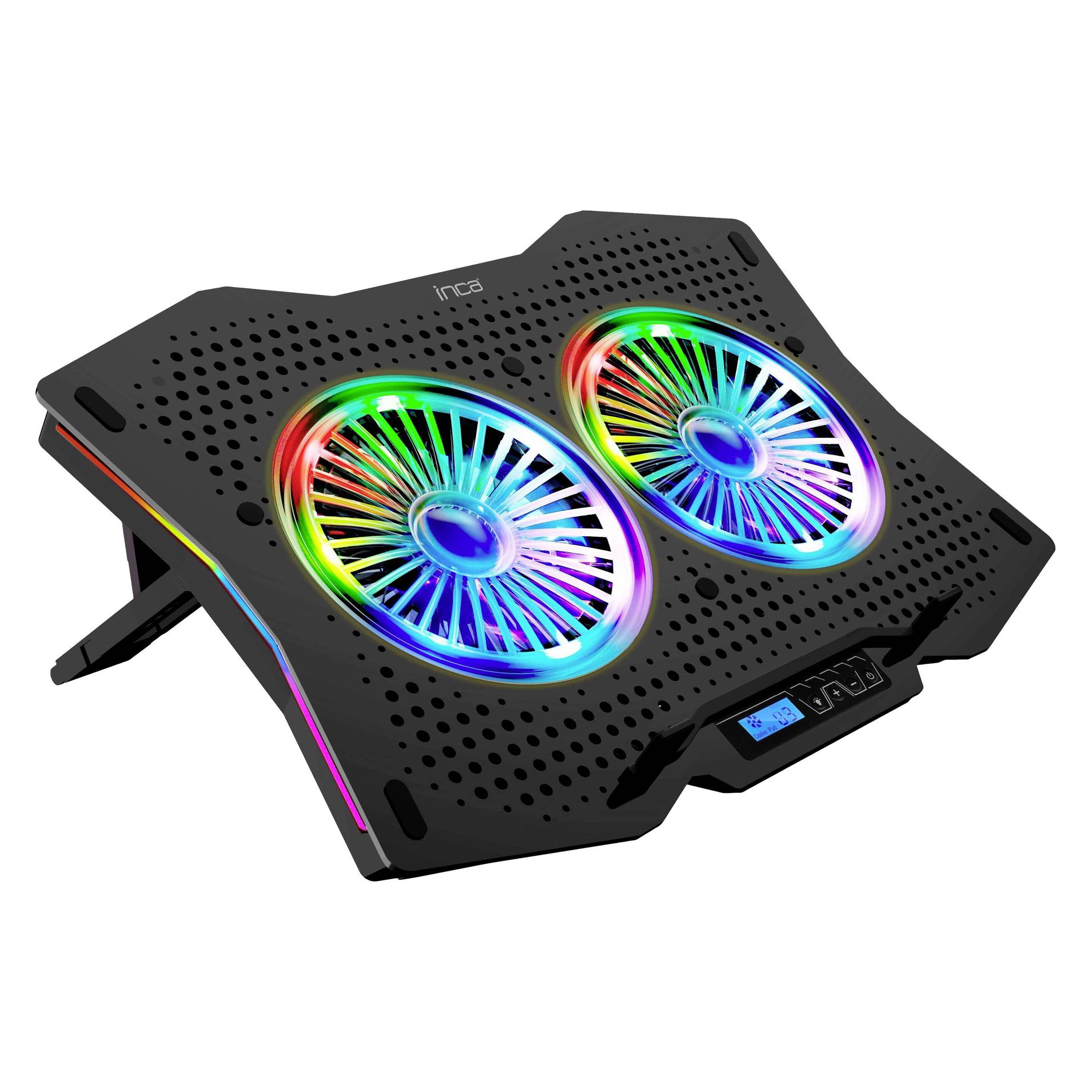 Inca ARRAX II 2X RGB FAN,LCD CONTROL PANEL,7 STEPS 10 "-18"NTB COOLER (INC-606TGS)