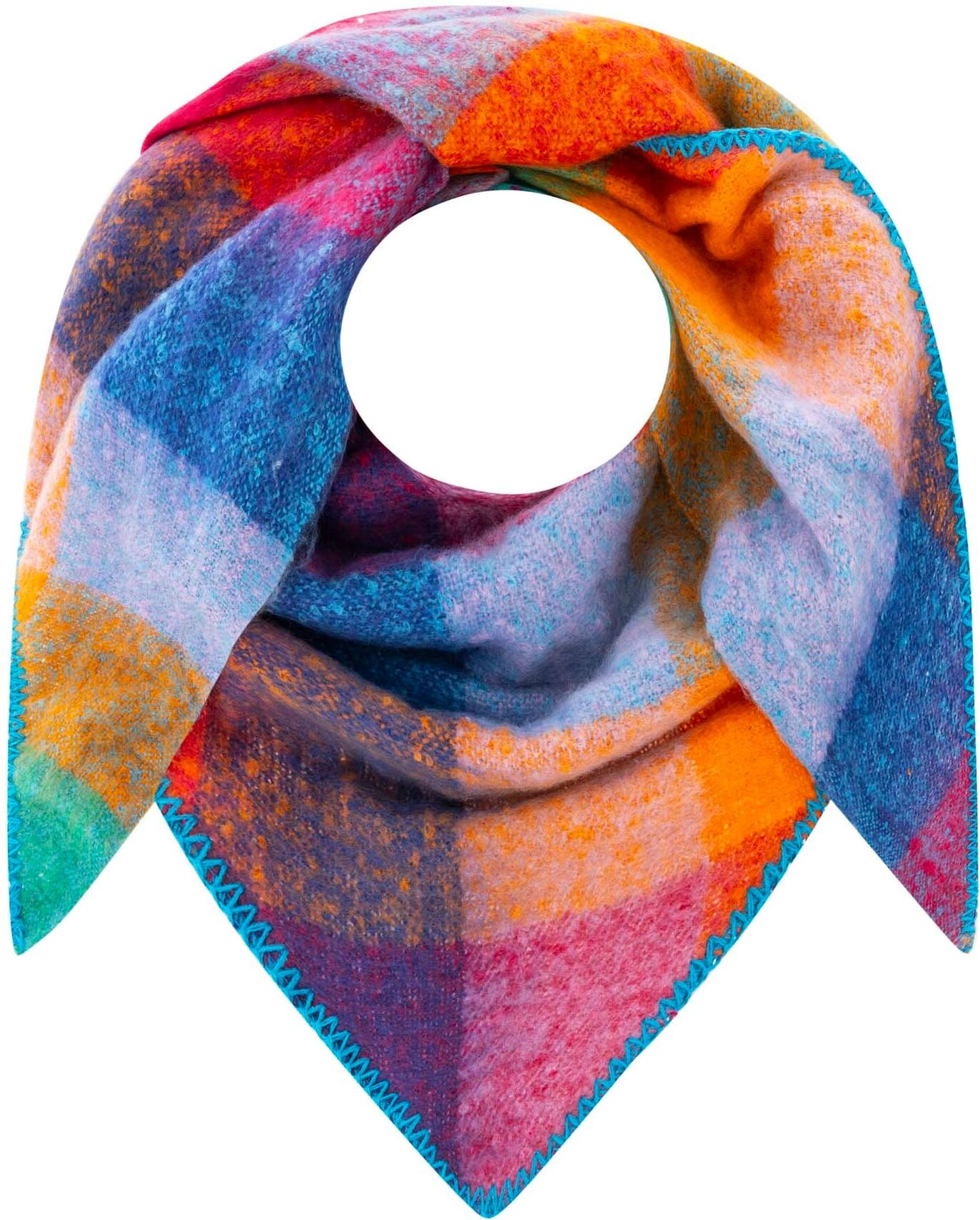 Dreieckstuch ZWILLINGSHERZ "Karo", Damen, multi, Obermaterial: 100% Polyester, Modetücher Dreieckstuch, grosses Karo-Design, weiche Qualität, Dreiecksform multi Einheitsgröße