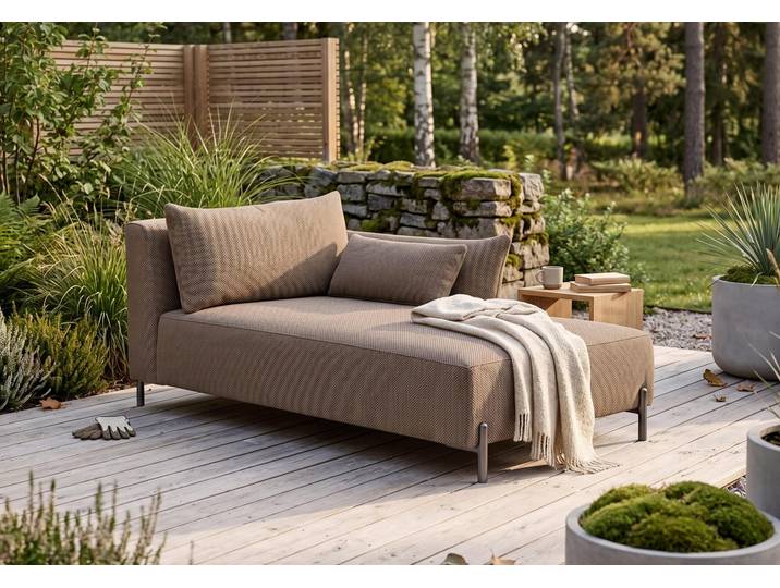 Kaiser Möbel Chaiselongue für Terrasse und Garten, Stoff Sunlight, Toffee, Rechts, SUNMEE