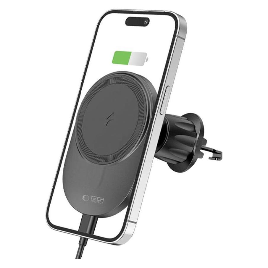 Tech-Protect MM15W-V1 car phone holder with MagSafe 15W inductive charger for air vent - black (23324-0)