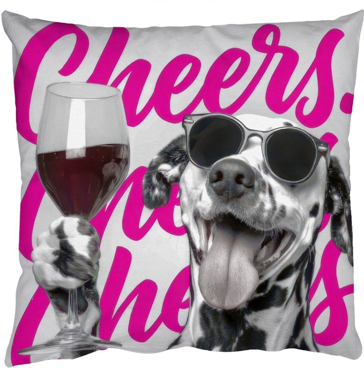 Sierkussen Cheers Hond Roze Wijn 40 x 40 cm