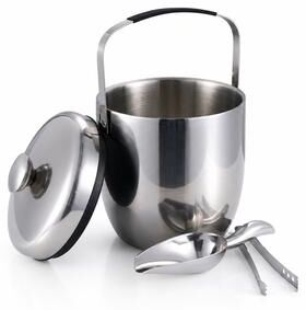 Mosbrisa 3L Insulated Stainless Steel Ice Bucket with Lid and Tongs, Double-Wall Design