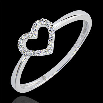 Edenly Ring Vielfalt - Kleines Herz - 9 Karat WeiÃŸgold und Diamanten