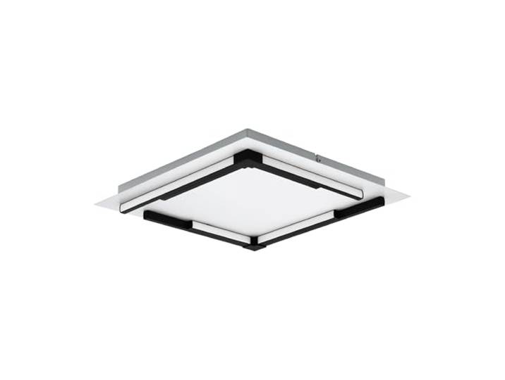 Eglo Luminaire plafonnier Zampote\, panneau LED dimmable\, lampe de plafond carrée en acier\, aluminium et plastique blanc et noir\, applique murale pour cuisine et couloir\, blanc chaud\, 38 x 38 cm