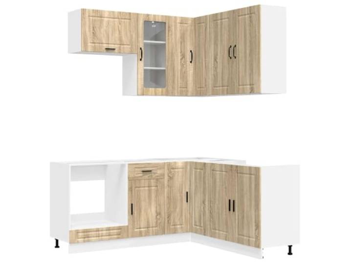 GPWERSDF Kücheneinheit Porto 8 pcs Sonoma-Eiche Holzwerkstoff Verstellbare Füße, Wandbefestigungsset, Feuchtes Tuch Reinigung, Arbeitsplatte separat