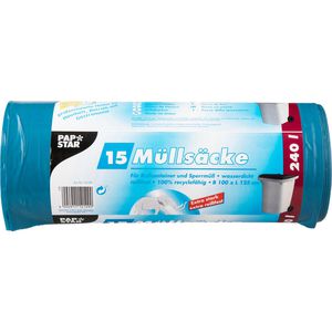 Papstar Müllsäcke 240 Liter, extra stark, blau, 15 Stück