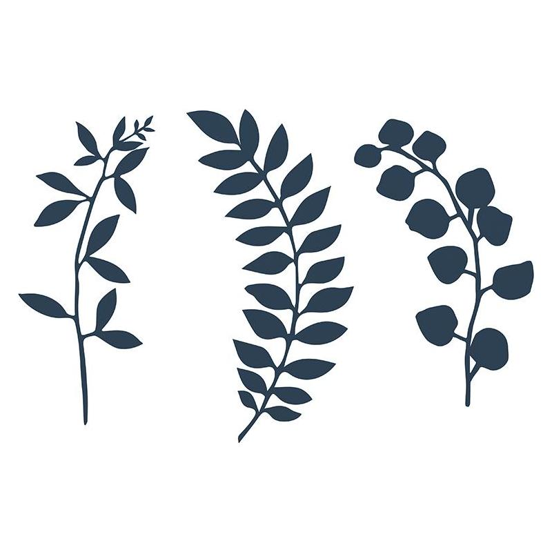 Partydeco Branch with leaves decoration, d. navy blue (1 pkt / 9 pc.) (9 Stk.) (PDDGP1074C)