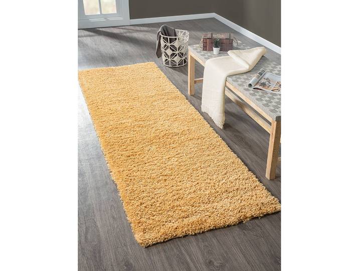 Hochflorteppich 80 x 250cm Gold/Goldgelb