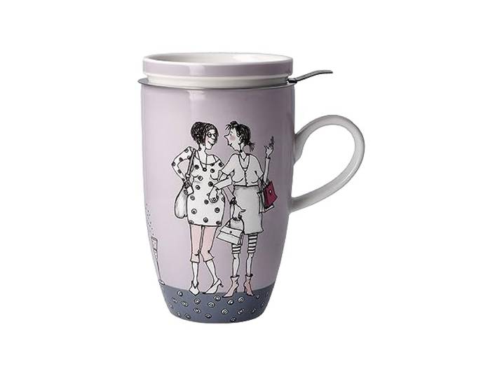 Goebel Teetasse mit Deckel und Sieb Barbara Freundlieb Ziemlich Beste Freundinnen aus Fine Bone China, Maße: 11,5cm x 8cm x 14cm, 27-001-24-1