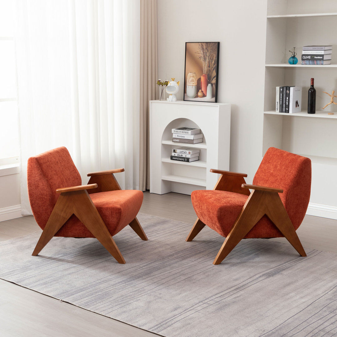 Blue Elephant 69.9Cm Wide Chenille Armchair Orange Chenille 76.2cm H X 69.9cm W X 77cm D
