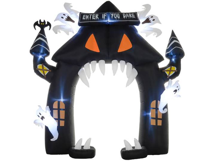 Outsunny Halloween aufblasbarer Bogen, 300 cm Große Halloween-Deko mit LED-Beleuchtung, Schwarz, Kunststoff, 76x300x300 cm, Dekoration