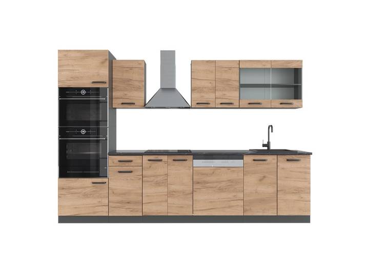 Vicco Küchenzeile R-Line, Goldkraft Eiche/Anthrazit, Ohne Arbeitsplatten
