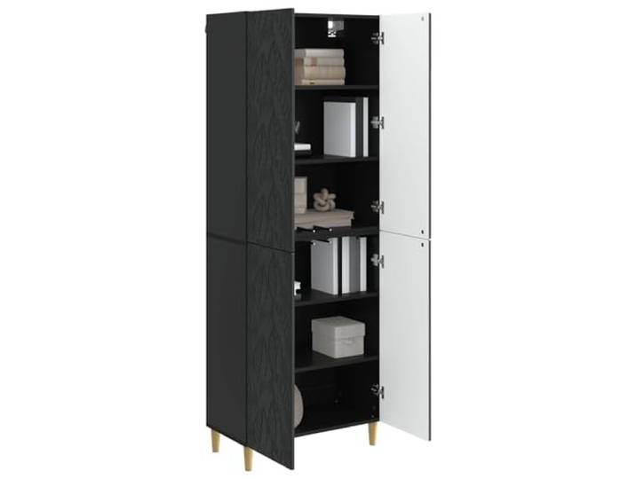 KTHLBRH 2-teiliges Schrank-Set aus schwarzem Holz Modulares Design, 4 Einlegeböden, 4 Türen, pflegeleicht, für Wohnzimmer