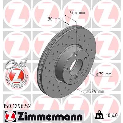 ZIMMERMANN Bremsscheibe SPORT COAT Z 150.1296.52 Vorderachse Gelocht 324mm 30mm für BMW