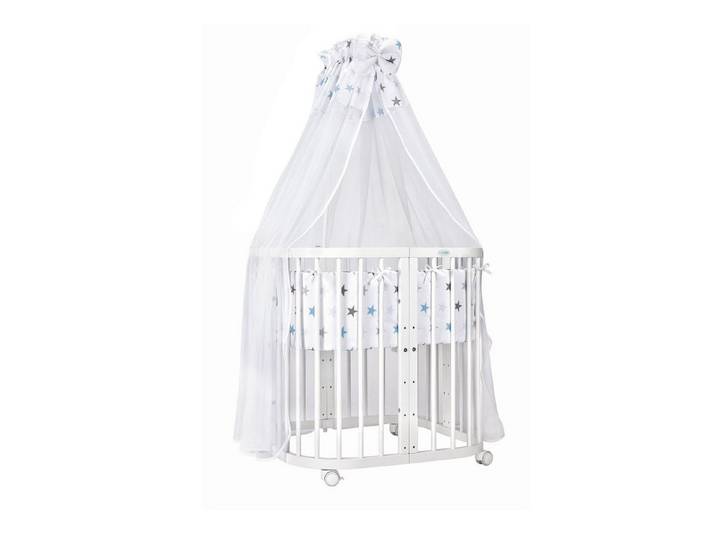 Waldin Babybett Mobiles Babybett aus Holz 7in1 mit Matratze, mitwachsend