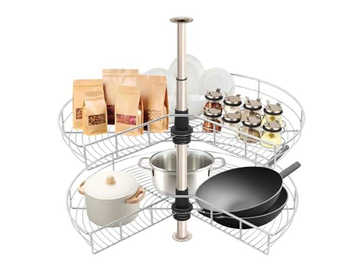 FROPIJ Küchenschrank Karussell Kommode, 2 Etagen Küchenregal Drehboden 270° Tragkraft 8 kg, Küche Küchenschrank Drehkorb Höhenverstellbar von Küchenutensilien Reinigungsgeräten