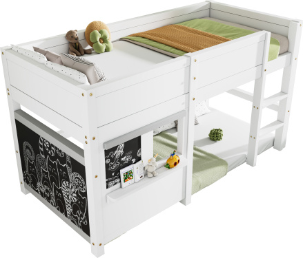 Etagenbett 90x200cm Ohne Matratze Kinderbett Weiss Graffitifaehig Mit Kleiner Ablage