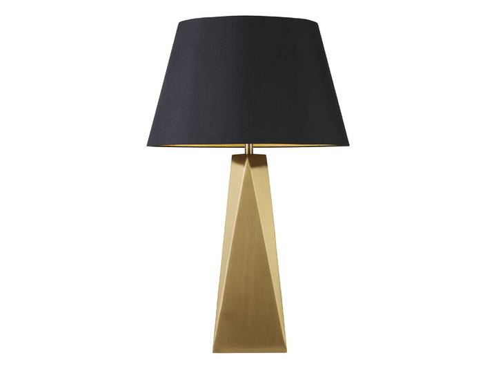 Tischleuchte, Gold, Textil-Schirm Schwarz, H 53 cm, MALDON