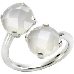 Jamelli Ring 925 Silber rhodiniert mit 2 Mondsteinen
