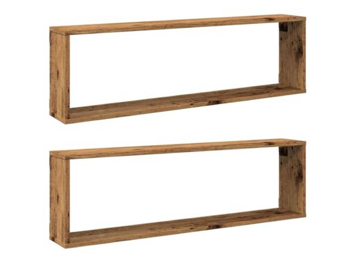 HEFZGDB Würfel-Wandregale 2 STK. Altholz-Optik 100x15x30 Holzwerkstoff Wandregal Klein Kleines Wandregal Regalboden Wandablage für Wohnbereich Schlafzimmer Küche Badezimmer