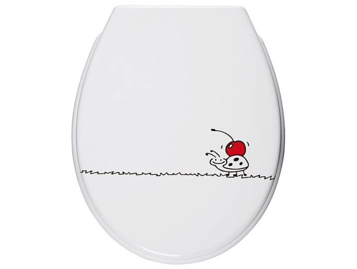 WC-Sitz ADOB Käfer , rot (weiß, rot), B:37cm H:5cm L:44cm, Duroplast, Edelstahl, WC-Sitze, WC-Sitz, Absenkautomatik, zur Reinigung abnehmbar