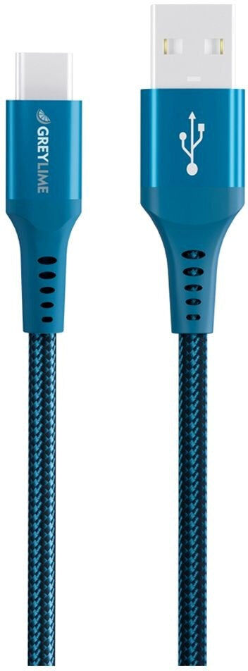 GreyLime 15W Braided USB-A til USB-C Kabel 3 meter - Blå