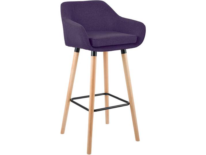 CLP Barhocker Stoff lila, Lila, Holz, 55x99x46 cm, Esszimmer, Barmöbel, Barhocker